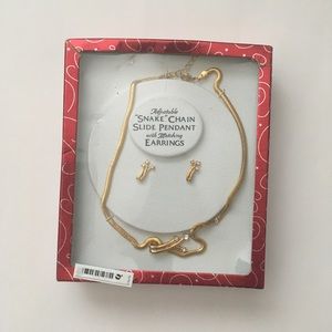 Gold Chain Pendant Earrings Necklace Set